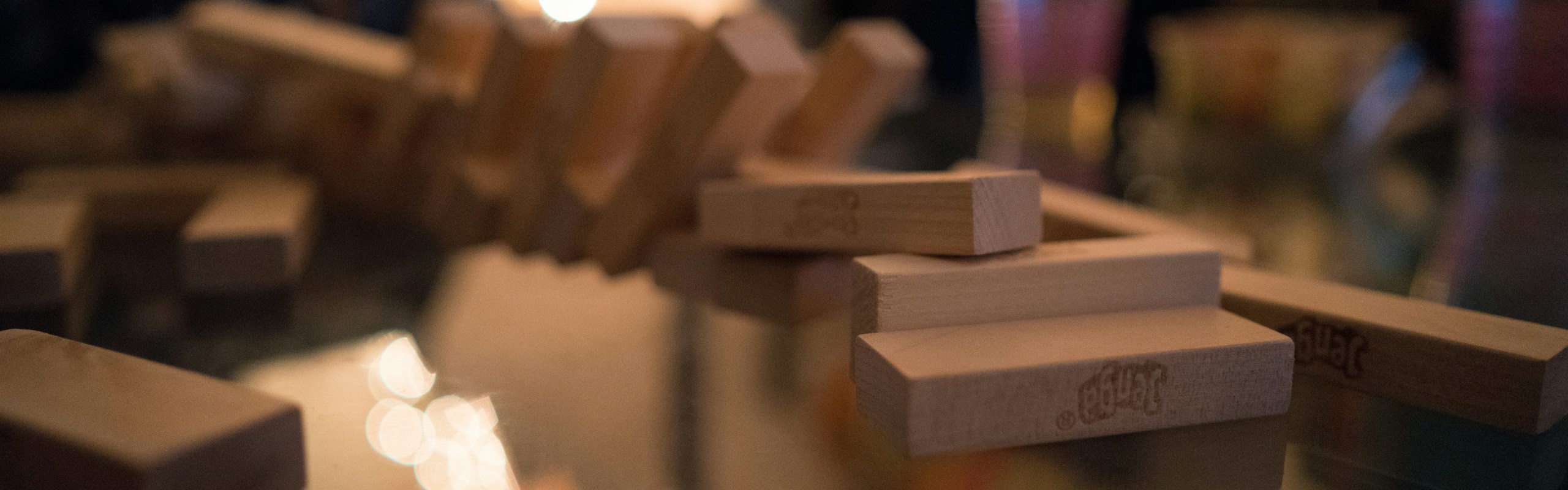 Photo of a toppled over Jenga tower