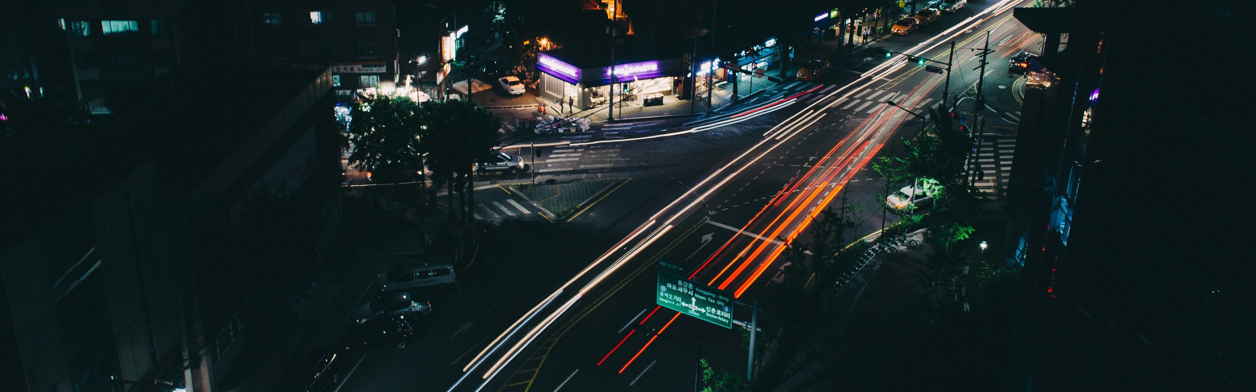 Time-lapse photo of night traffic