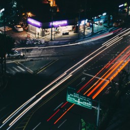 Time-lapse photo of night traffic